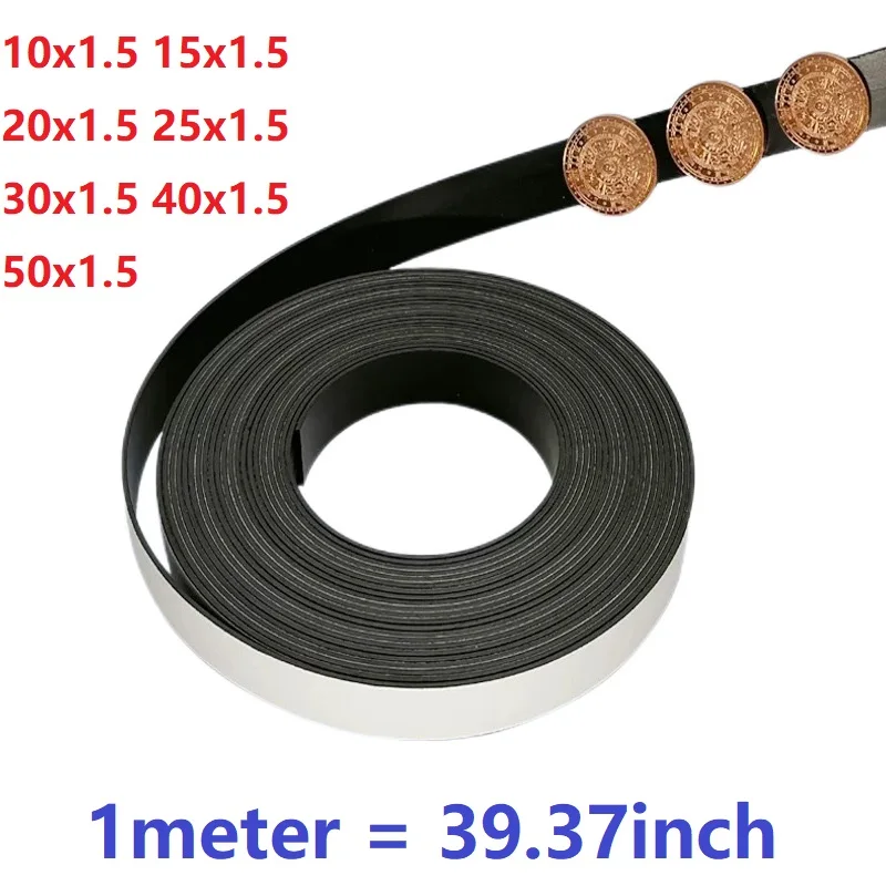 1Meter Self Adhesive Magnetic Tape Rubber Magnet Tape Strong Flexible Magnet Stripe for Refrigerator Photo Posters 39.37inch