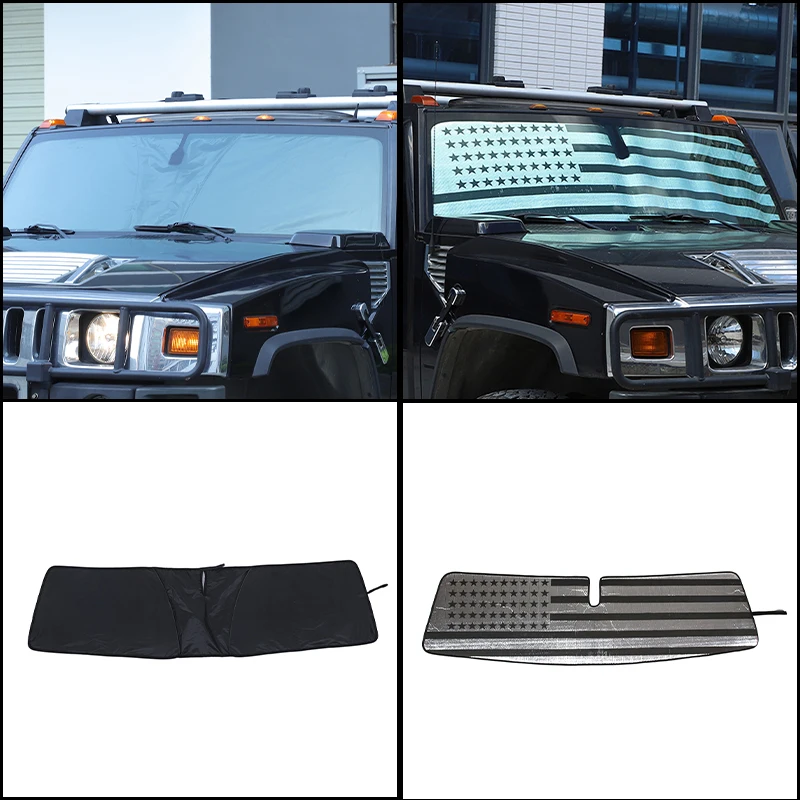 For Hummer H2 2003-2009 Front Windshield Sun Shade Memory Steel Wire Aluminium Foil PE Foam Bubble Reflector 1Pc