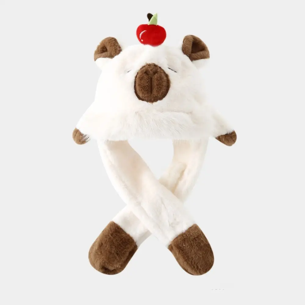 Ветрозащитная шапка для защиты ушей, утолщенная мягкая шапка, комплект шарфов, интегрированные подвижные уши, шарф с капюшоном капибары, активный отдых на свежем воздухе