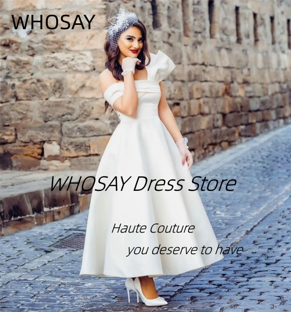 WHOSAY Saudi Women Wear A Line Wedding Dresses Ruched One Shoulder Bridal Gowns Zipper Back Vestidos De Noches Special Party