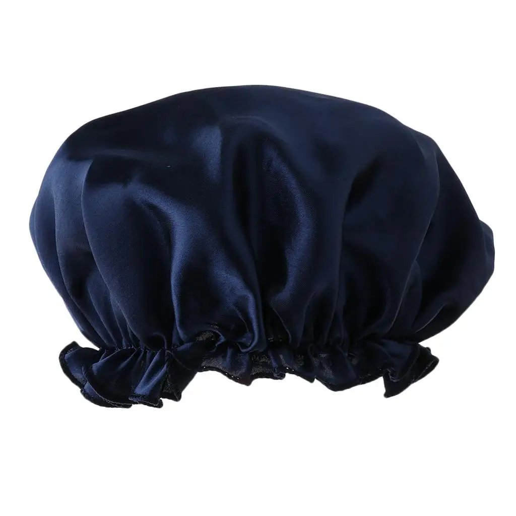 Women\'s Satin Silky Bonnet Premium Elastic Band Hair Loss Sleep Waterproof Shower Headwrap Chemo Hat Soild Color Nightcap