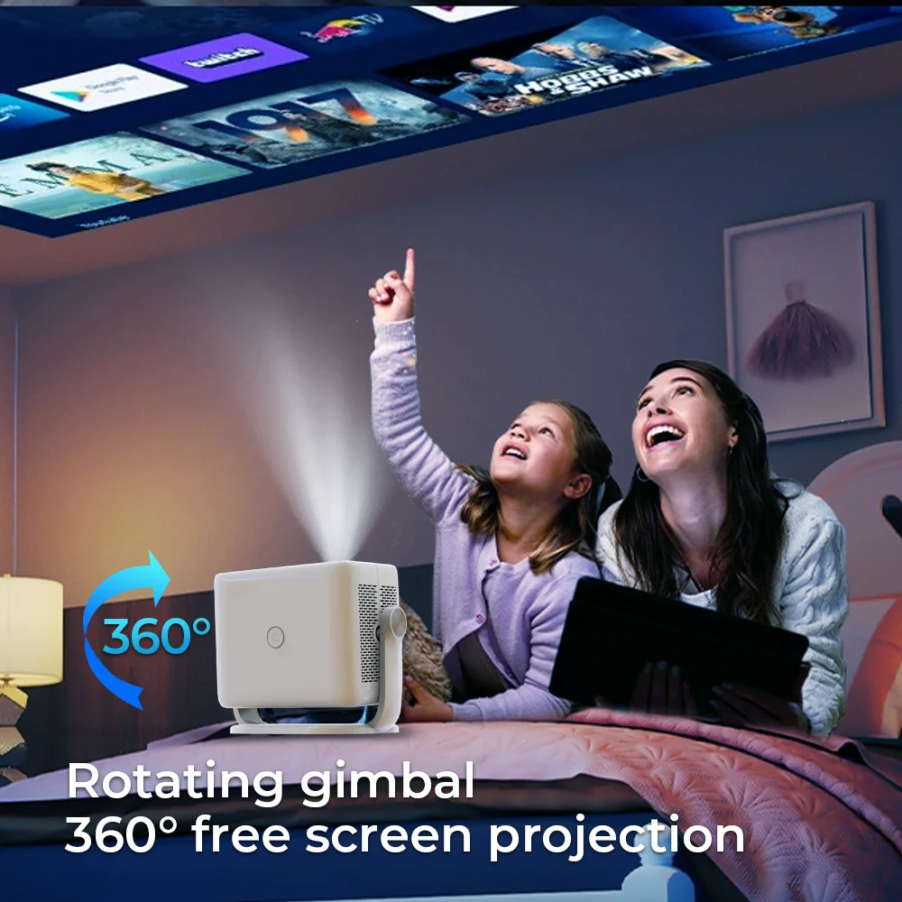Smart Projector Native 1080P Support 4K, 800 ANSI HD Brightness, Android 11.0, WiFi 6, Auto Focus & Keystone Correction