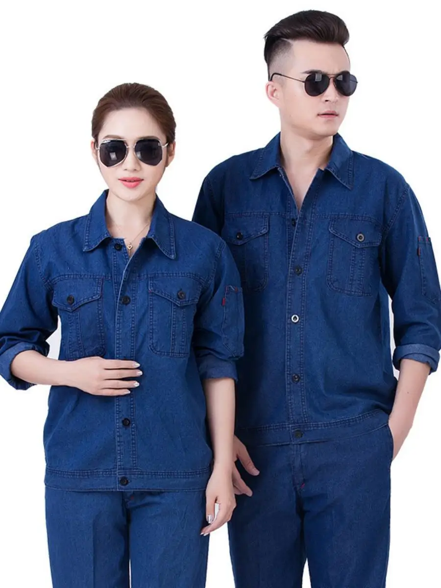 

Летний тонкий джинсовый рабочий костюм для мужчин: защитный костюм для сварки, авторемонта, школьной формы, рабочая одежда