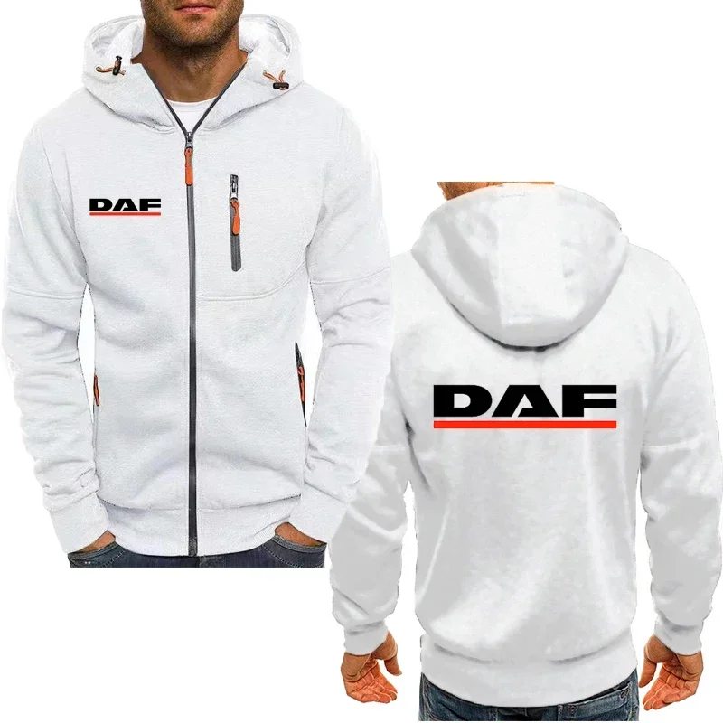 Spring Autumn men's hoodie Sweatshirt Truck DAF printed men's jacket High quality fleece cotton men's zipper hoodie cardigan