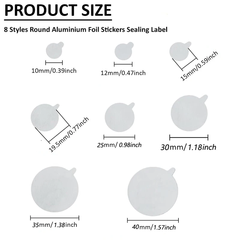 10ml-40mm Aluminum Foil Sealing Stickers Toothpaste Tube Sealer Round Sealing Label Paster for Cosmetic Container Bottle Sealing