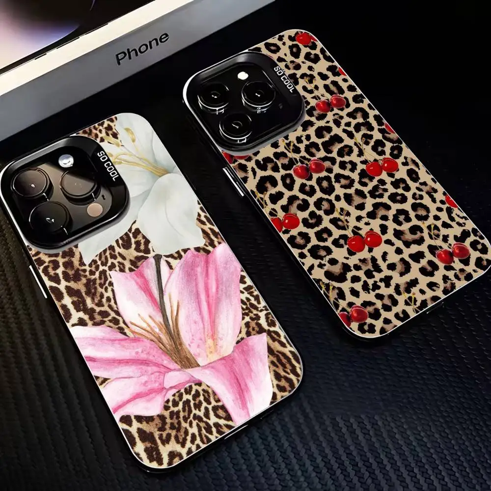 

Fashion Leopard Phone Case For iPhone17,16,15,14,13,12,11 Plus,Pro Max Black Matte Shockproof Cover