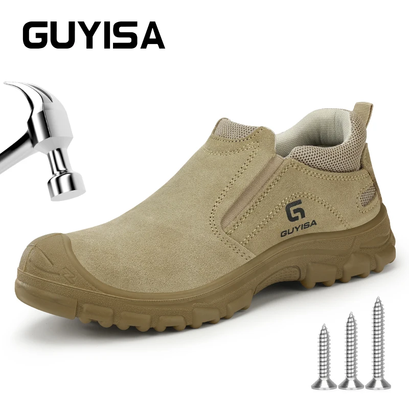 

GUYISA Safety boots Size 37-45 Brown Anti scalding Welder Steel toe Security protection Safety Anti smashing and anti stabbing