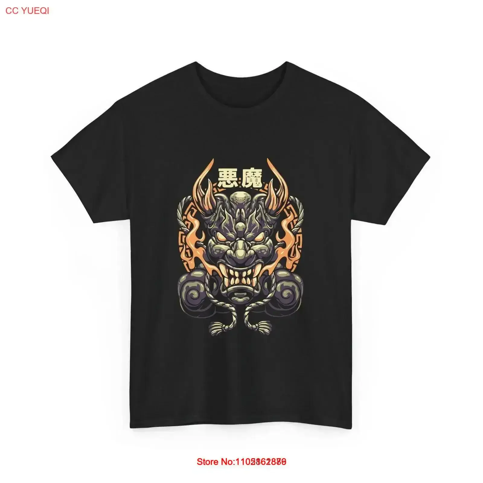 

Японская хлопковая футболка Oni, уличная одежда, повседневная одежда, винтажный стираный растянутый модный топ для дома, стильный топ на каждый день