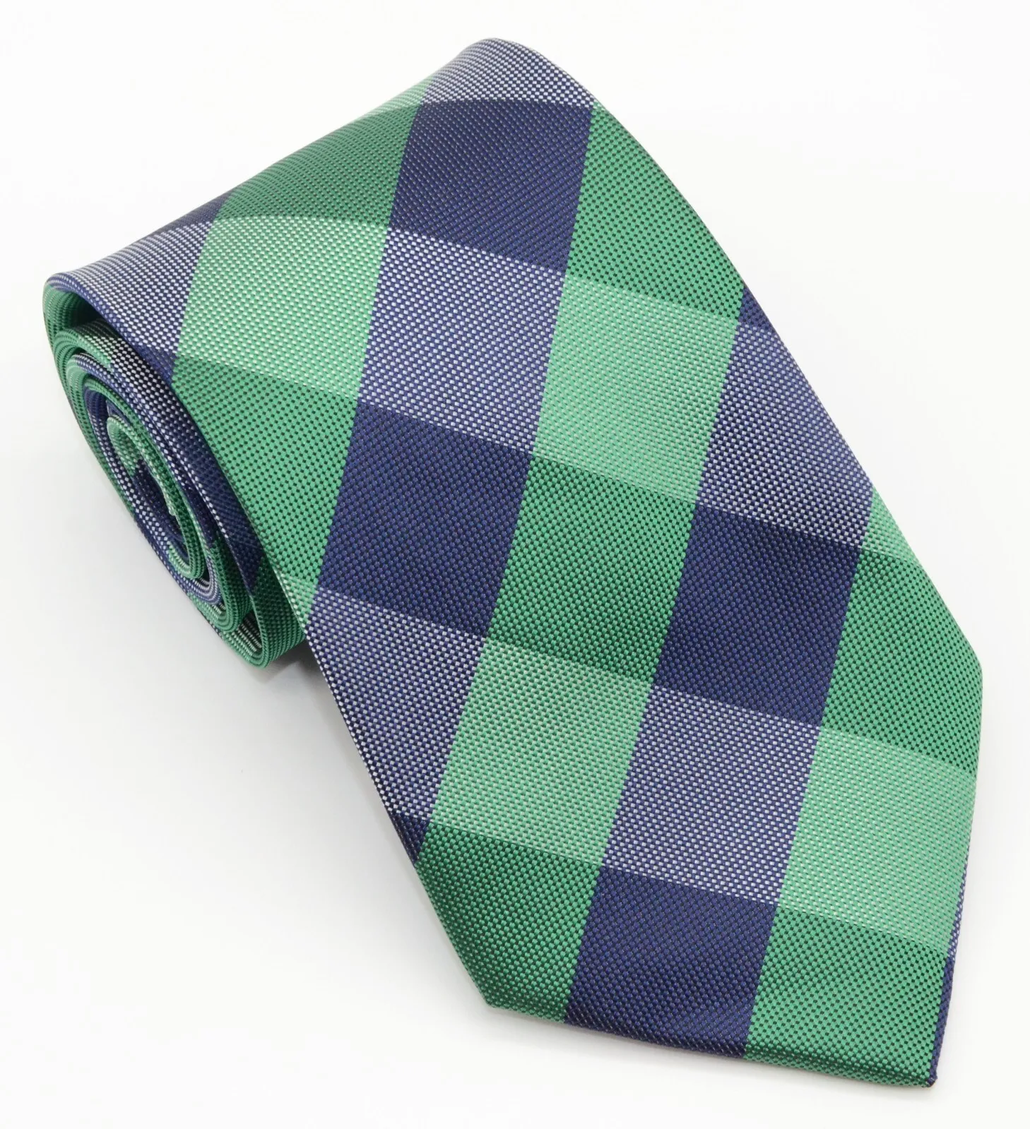 New Classic Men's Silk Tie Plaids&Checks Green Blue JACQUARD WOVEN Handmade Silk Men's Tie Necktie