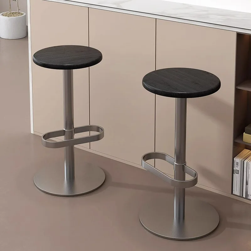 Bar Stool, Bar Chair, Swivel Height-adjustable Chair, Solid Wood High Stool