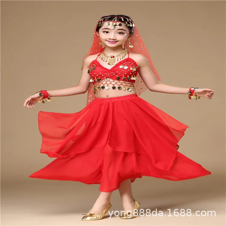 Conjunto de disfraz de danza india para niños, disfraz de danza, disfraz de danza del vientre para niños