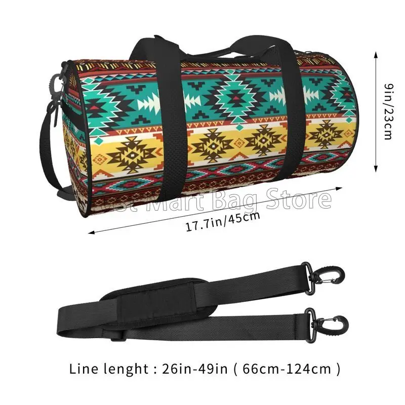 Navajo Horse Aztec Travel Duffel Bag Weekender Overnight Bags Portable Waterproof Carry-On Luggage Bag for Yoga Gym Sports