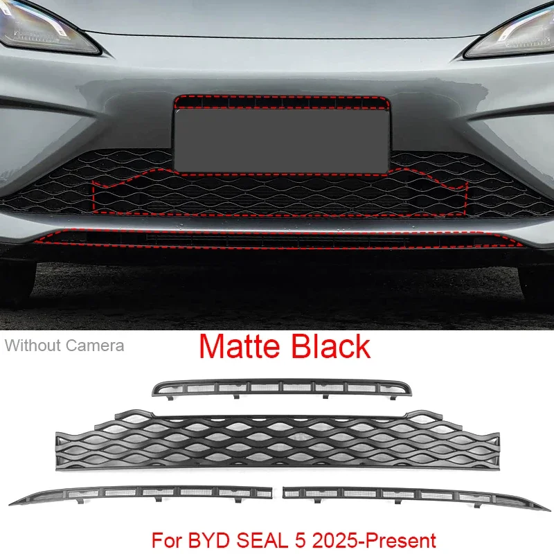 Car Modify Front Buckle Insect Proof Net Auto Front Bumper Center Intake Grille Cover Accessory For BYD SEAL 5 2025-Present