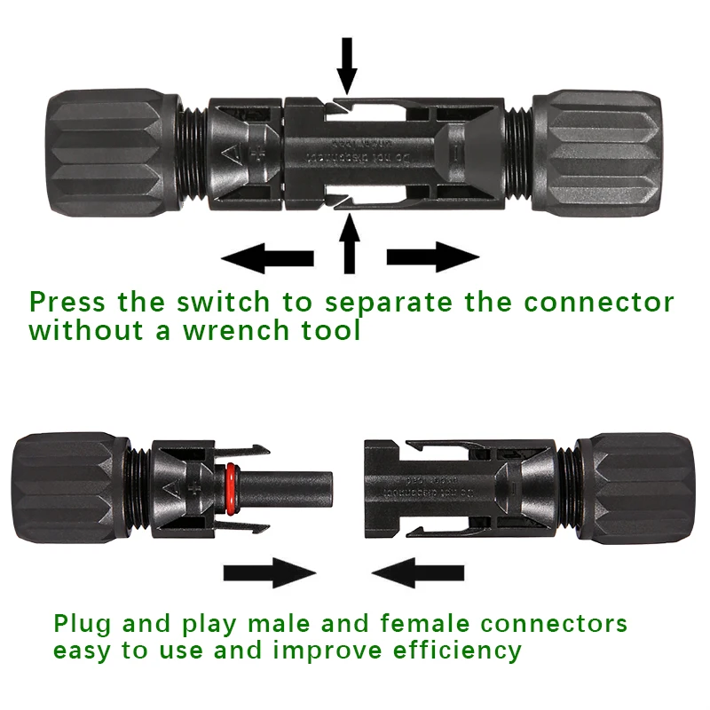XIONGISOLAR  Solar IP68 DC Plug and play Connector 1000V 35A with Solar Panel Cable Waterproof Dustproof Connectors Male/Female