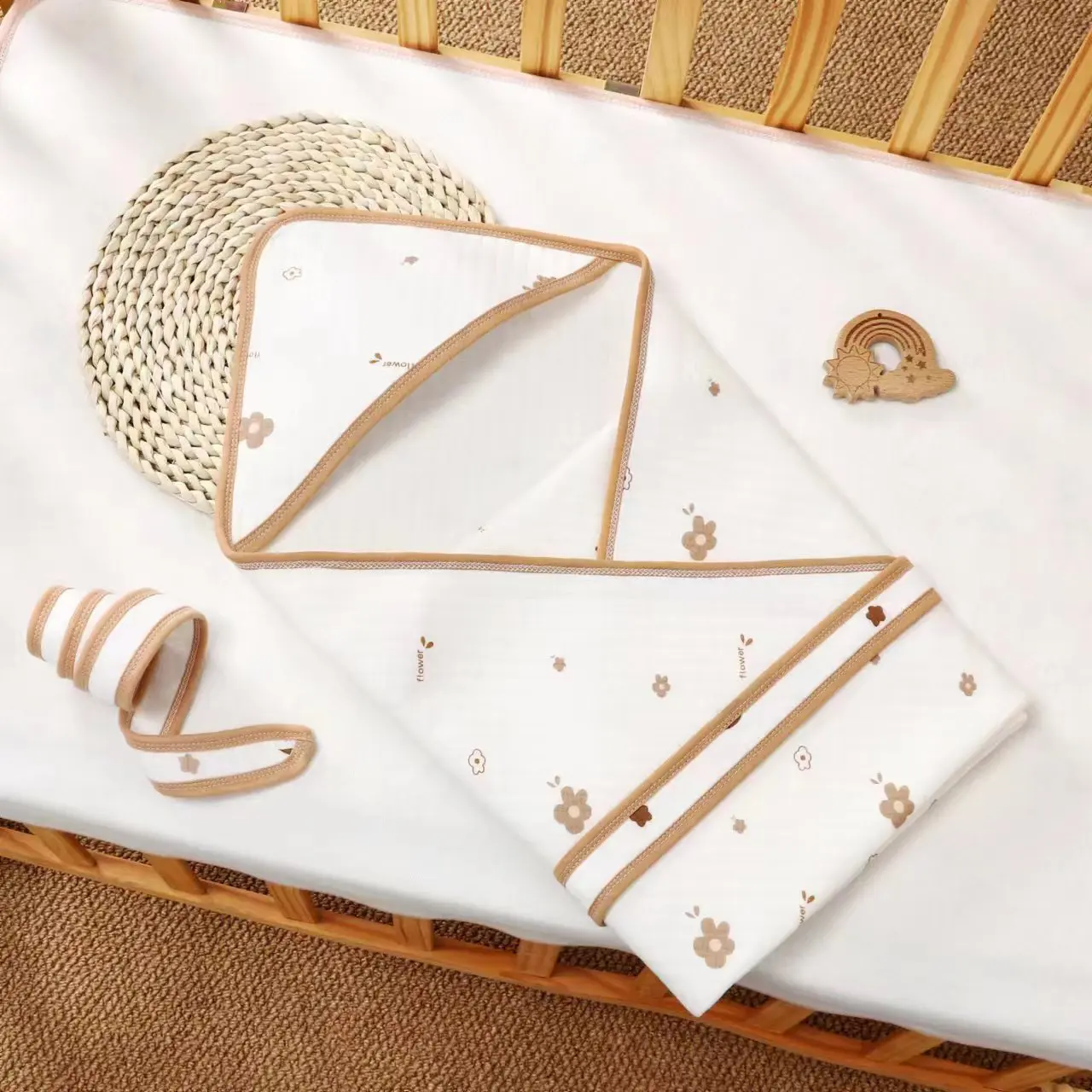 

Дышащее хлопковое одеяло-пеленка для новорожденных на весну-лето с милым мультяшным рисунком, для роддома