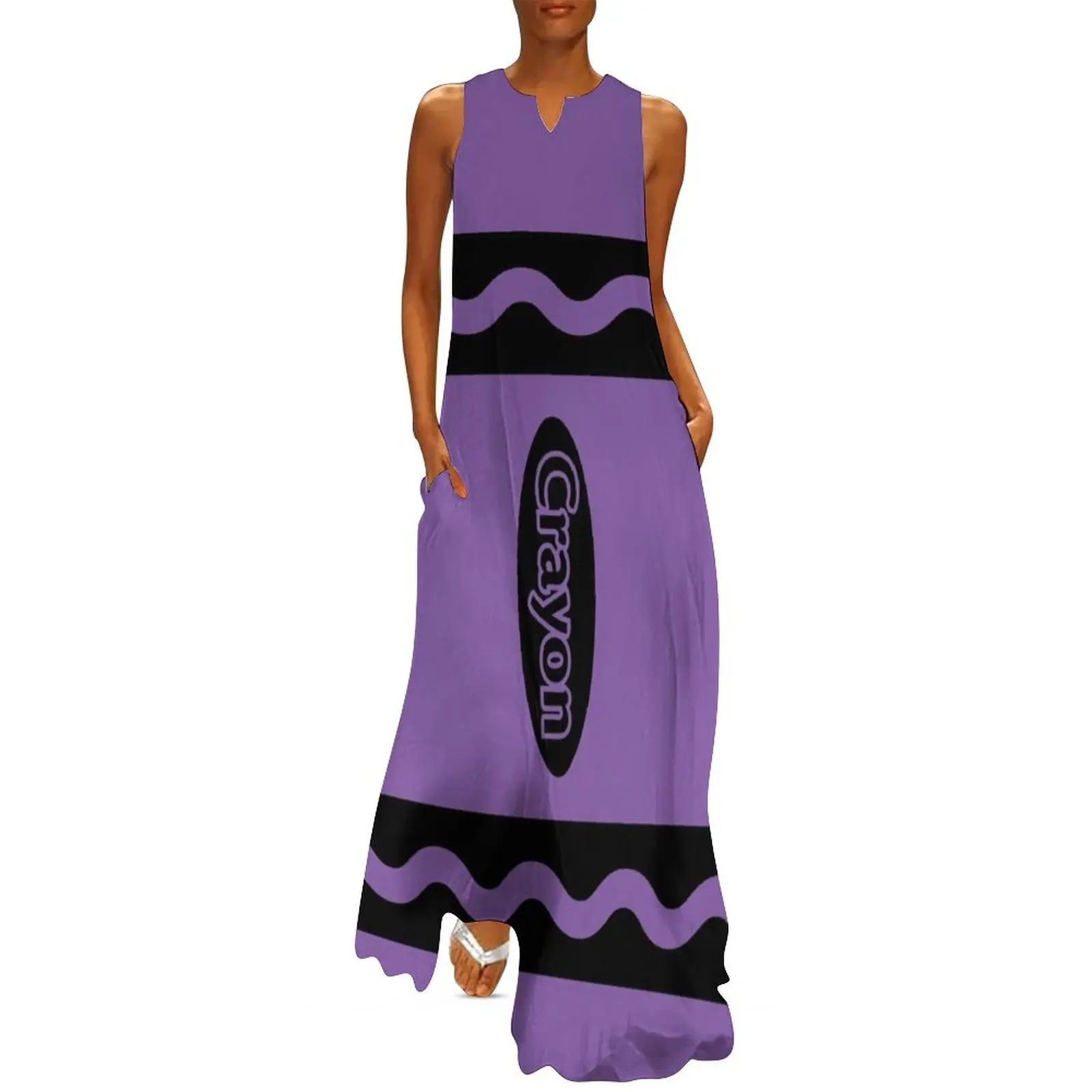 Violet Purple Crayon Box Halloween Party Group Costume Long Dress elegant women's dresses for wedding clothes