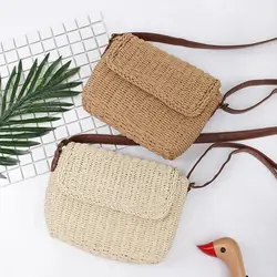 Stylish Summer Holiday Beach Crossbody Messenger Bag Raffia Straw Shoulder Bags Hand Knitting Handbags For Women