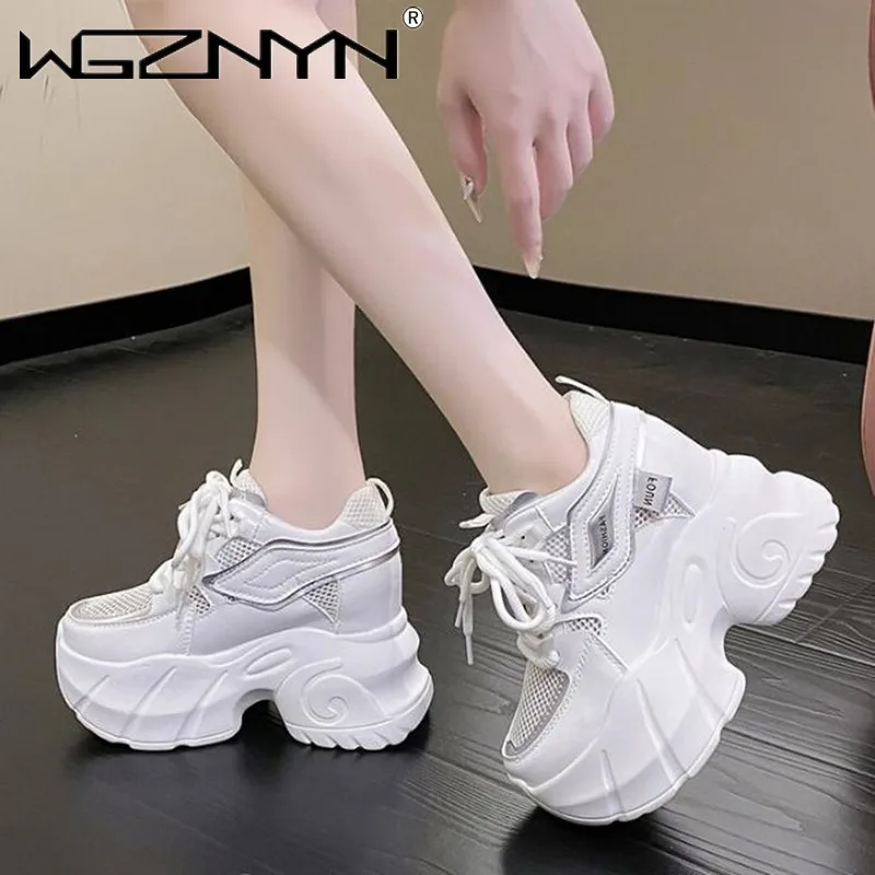 

10CM Spring Women Casual Sneaker Autumn Lace up High Platform Shoes Thick Sole Sport Dad Shoes Woman Sneakers Chaussure Femme