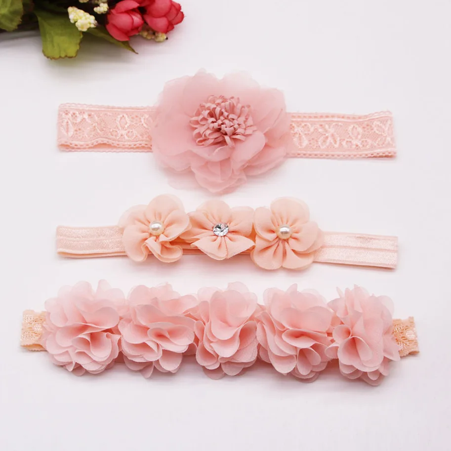 3 Pcs Baby Photo Hair Accessories Baby Girl Bow Cute Headwear Hair Clips Baby Headbands Baptism Newborn Headflowers