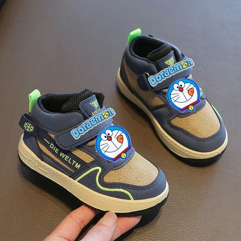 

Spring Boys and Girls Doraemon Sneakers Children Board Shoes Velcro Mid-top Sports Toddler shoes New Soft-soled Casual Shoes