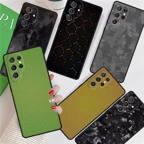Carbon Fiber Pattern For Samsung Galaxy S24 Ultra S21 S22 S8 S9 S10E Note 10 20 Plus FE S23 Phone case Cover Coque