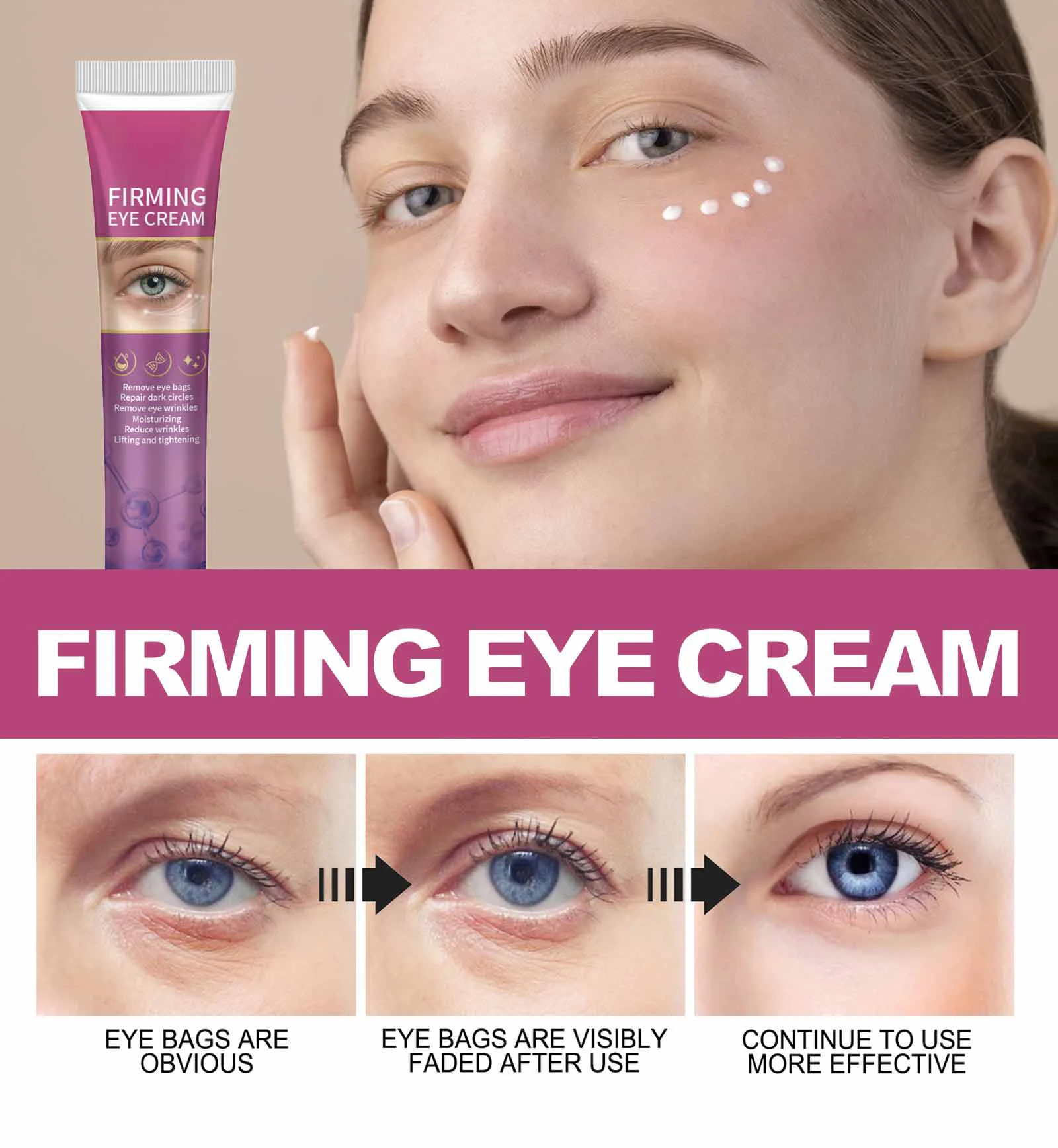 Remove Eye Bags Eye Cream Remove Dark Circles Anti-Wrinkle Moisturizing Whitening Skin Care