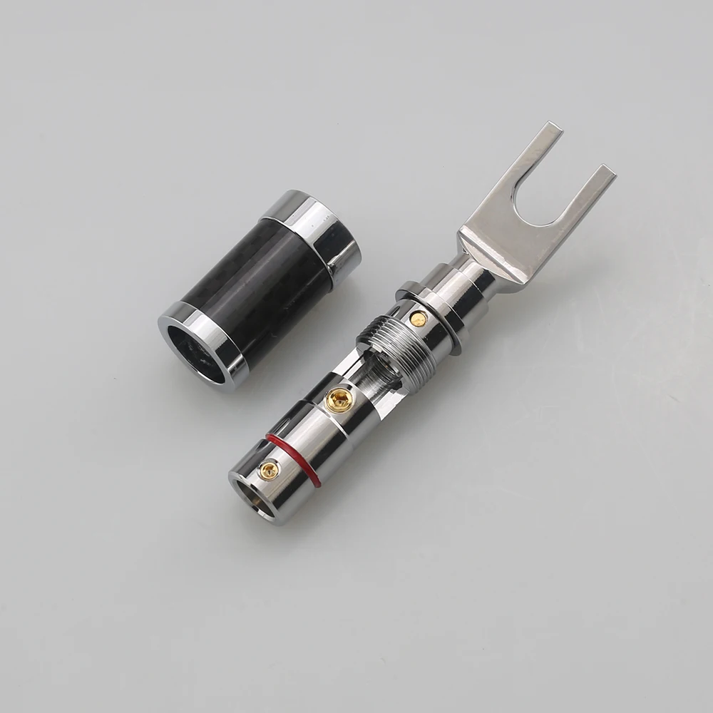 4 قطعة مرحبا نهاية الروديوم ألياف الكربون المجرف التوصيل مكبر هاي فاي كابل النحاس موصل