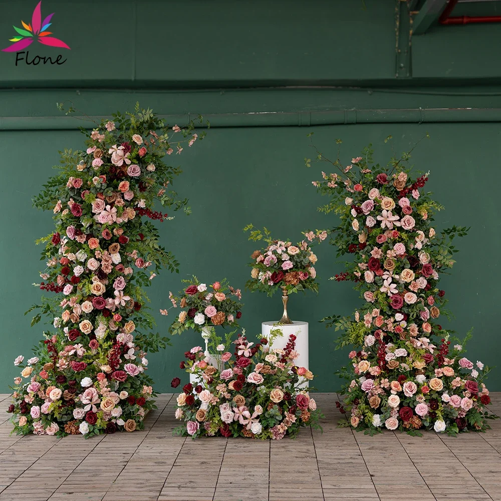 

Высококачественная искусственная цветочная композиция цвета шампанского и розы, приветственный стиль, цветы, украшение для свадебной мероприятия, фон Kunstbloemen HY2578