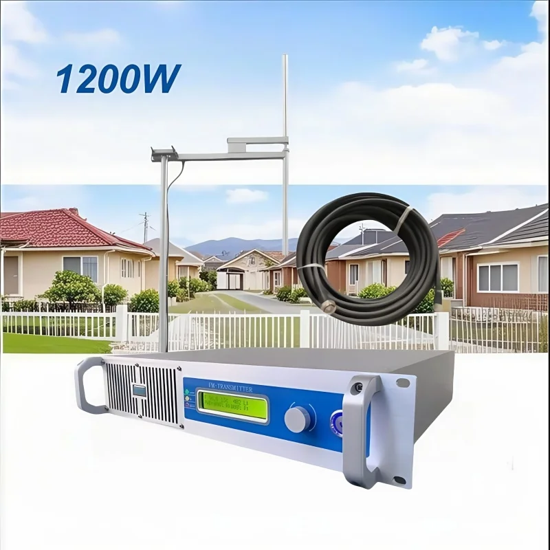 

Professional 1200W FM Transmitter+ 1-bay Dipole Antenna+30m Cable For Radio Station