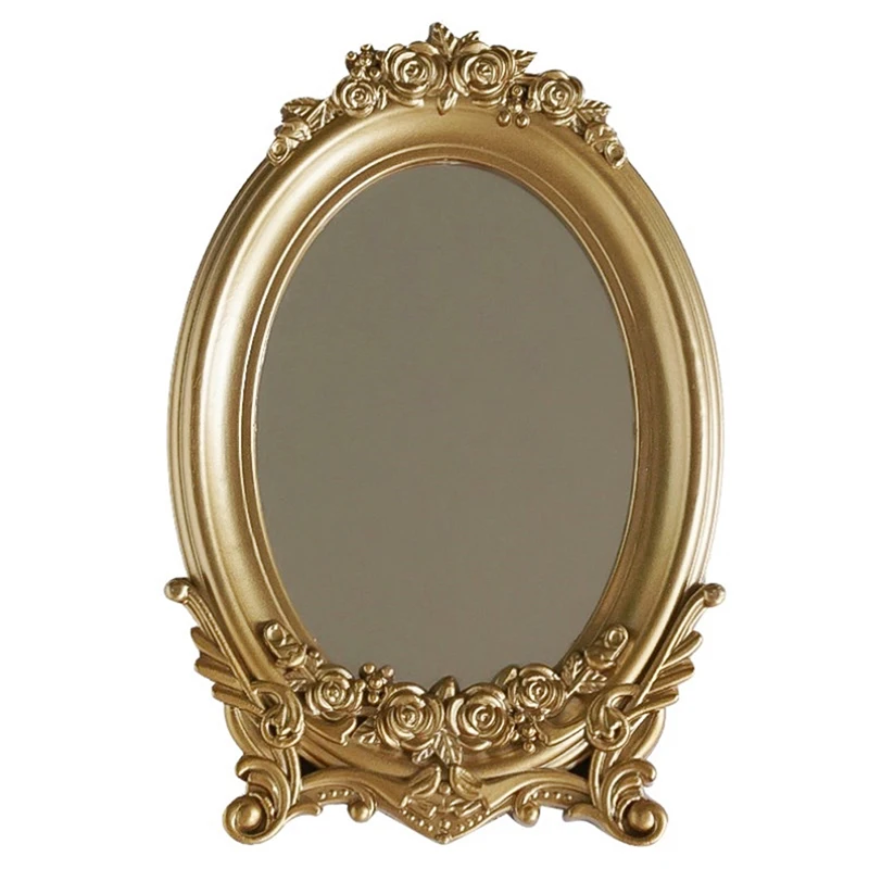 Vintage spiegel rustieke Franse stijl snijwerk frame tafelspiegel gouden spiegel lade huis decoratieve spiegel tafel make-up spiegel cadeau