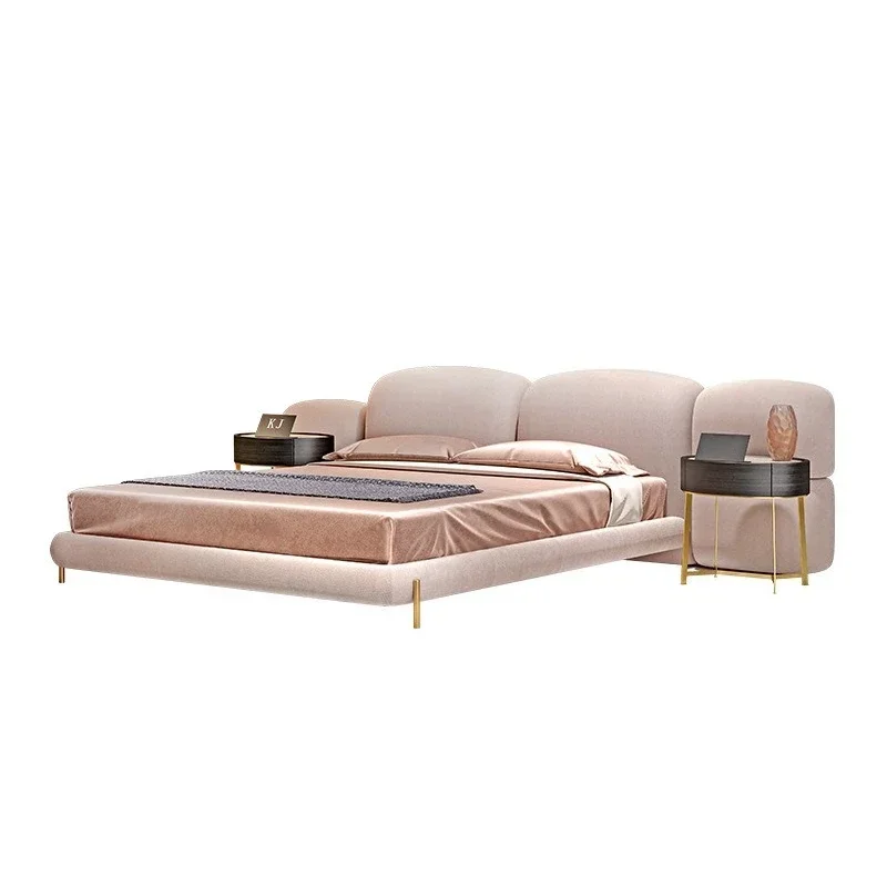 

Baxter bed Italian light luxury leather, villa bed master bedroom high-end atmospheric design fabric bed