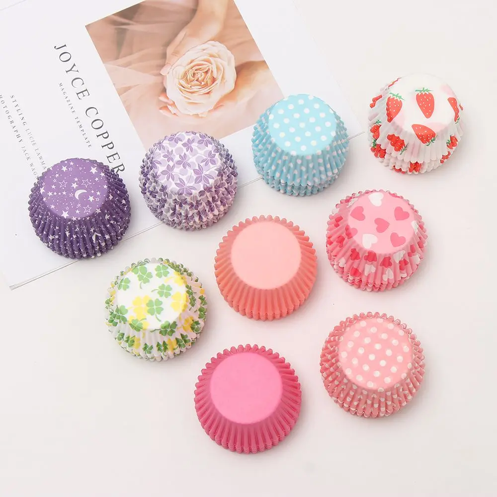 100 Uds. Suministros para fiestas con revestimiento, herramientas de decoración de pasteles, cajas para magdalenas y muffins, envoltorio de papel, tazas para hornear, tazas para pasteles