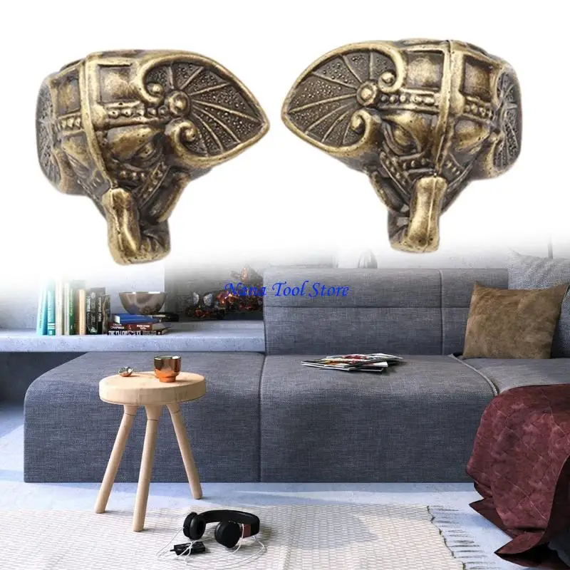 31GJ 4pcs Retro Box Legs Feet Corner Protector Decorative for Case Leg Elephant