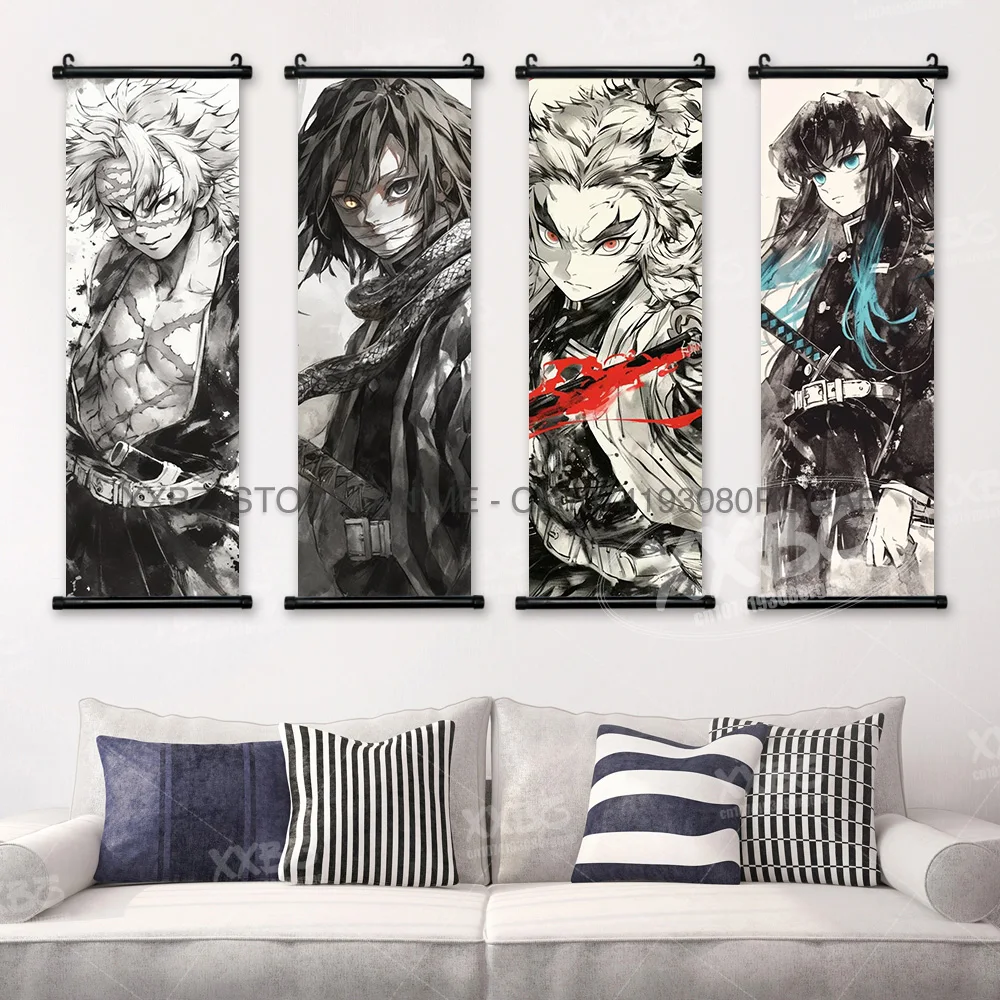 Demon Slayer Scrolls Pictures Kamado Tanjirou Hanging Paintings Tomioka Giyuu Home Decorative Kochou Shinobu Canvas Posters Gift