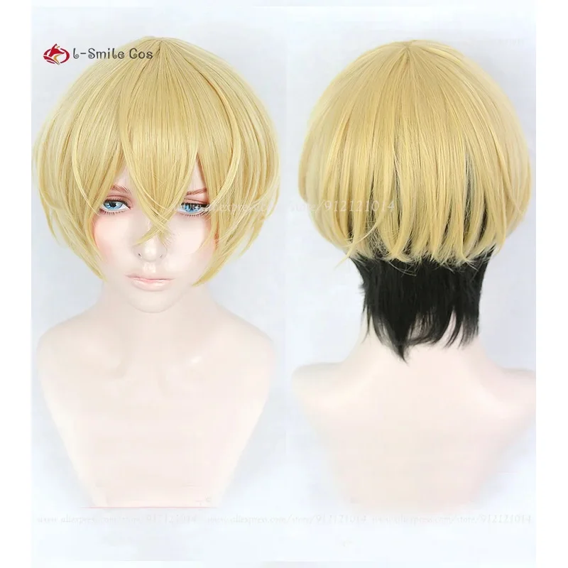 

Vivi 2025 Высокое качество Matsuno Chifuyu Косплей Короткий желтый черный Ombre аниме парик с серьгами термостойкие синтетические волосы +