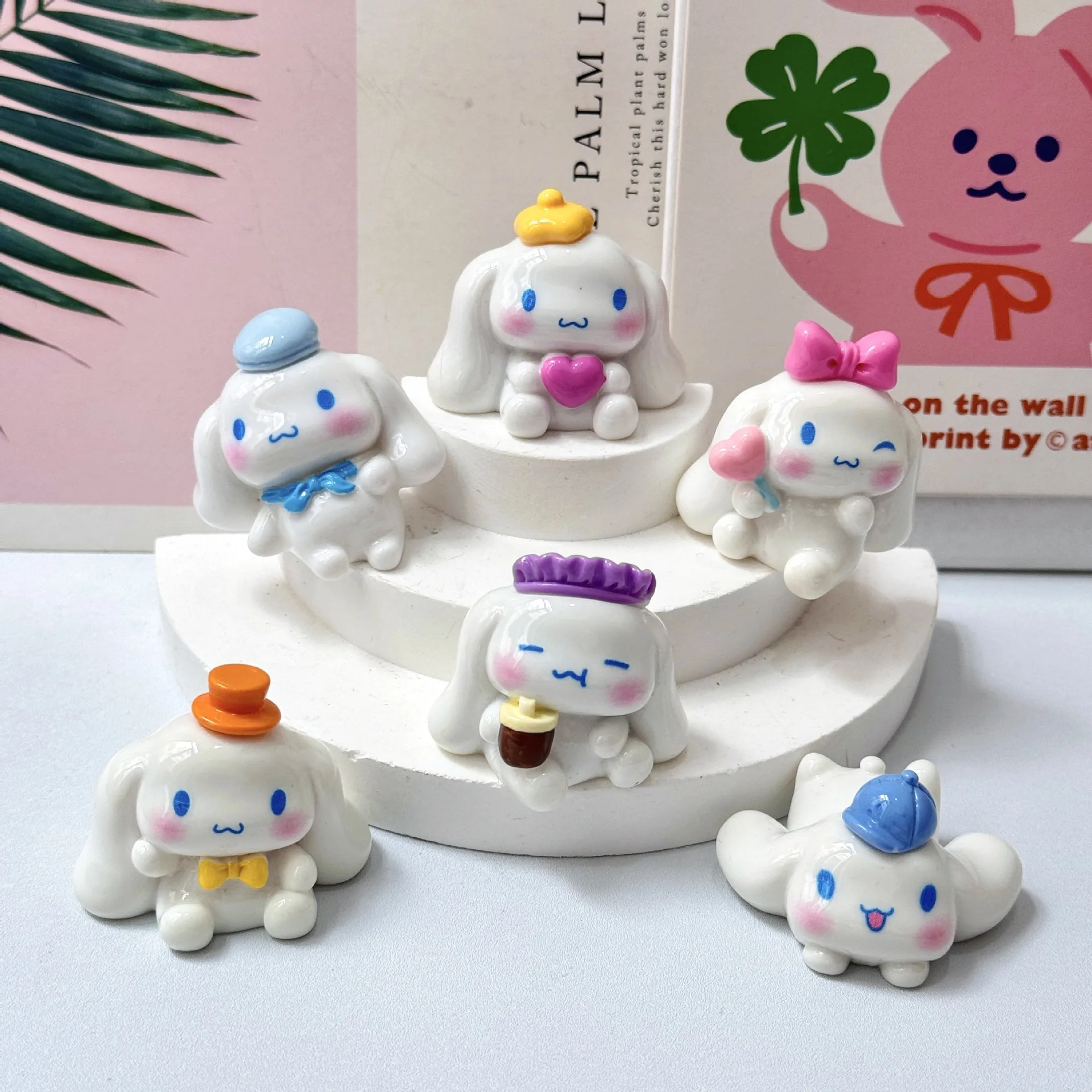 6PCS/ набор мультипликационных санрио большие ушные псы аксессуары резиновые аксессуары DIY MICRO LANDSCAPE DESKTOP ORNAMENTS ORNAMENTS игрушки детский день подарков