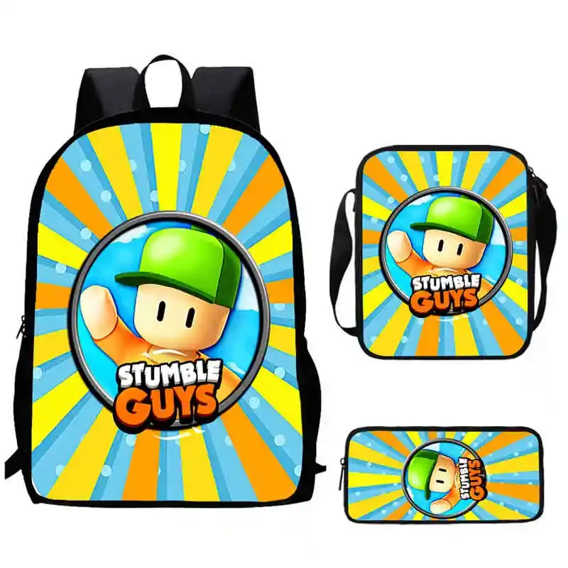 Cartoon S-Stumble-G-Guys Child School Backpack With Shoulder Bags Pencil Bags For Kindergarten,Best Gift For Boys and Girls