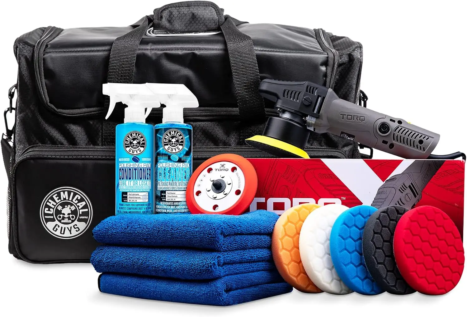 Guys HOL351 TORQX Random Orbital Polisher Complete Detailing Kit with Arsenal Range Polisher Bag - 13 Items