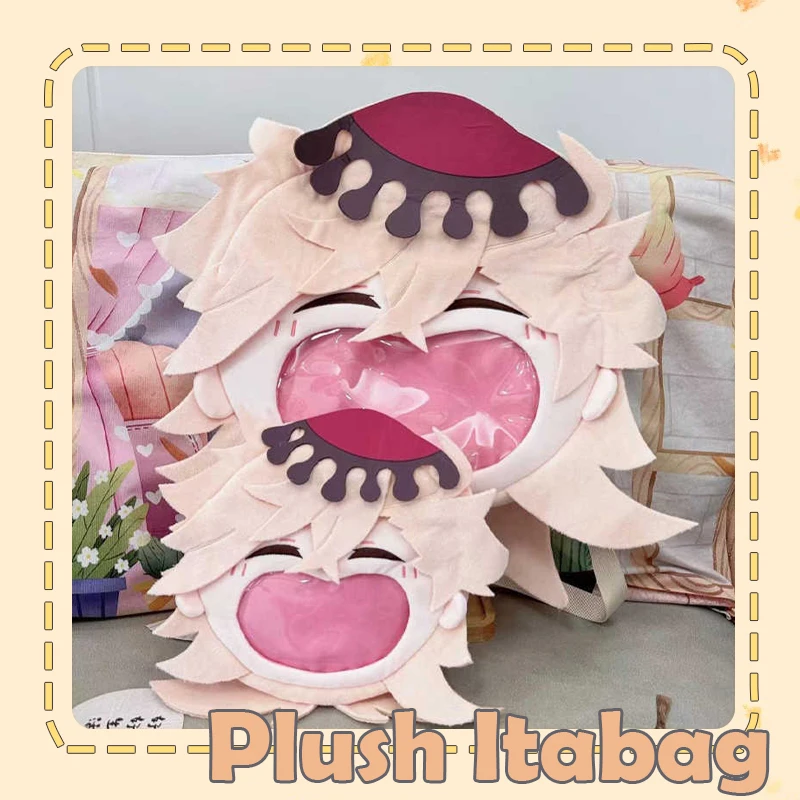 Anime Douma Cosplay Plush Bag Close Eye Big Mouth Laugh Theme Transparent Itabag Zipper Backpack Shoulder Bag 20x21cm/36x37cn