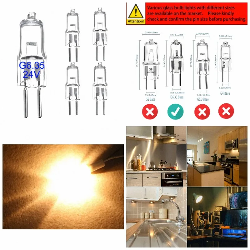 5PCS G6.35 AC 24V 35W 50W 100W 150W 200W 250W GY6.35 Light Bulb JC Type Bi-pin Base Fishing Light Machine Tool Bulb Work Light