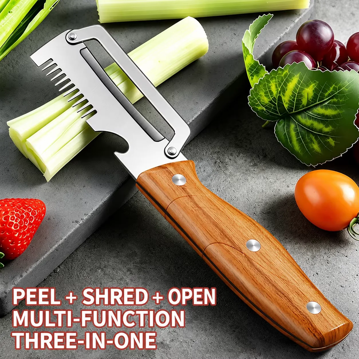 Kitchen Stainless Steel Peeler Portable Multi-Function Fruit And Vegetable Skin Remover Home Use Convenient Onion Thread Cutter