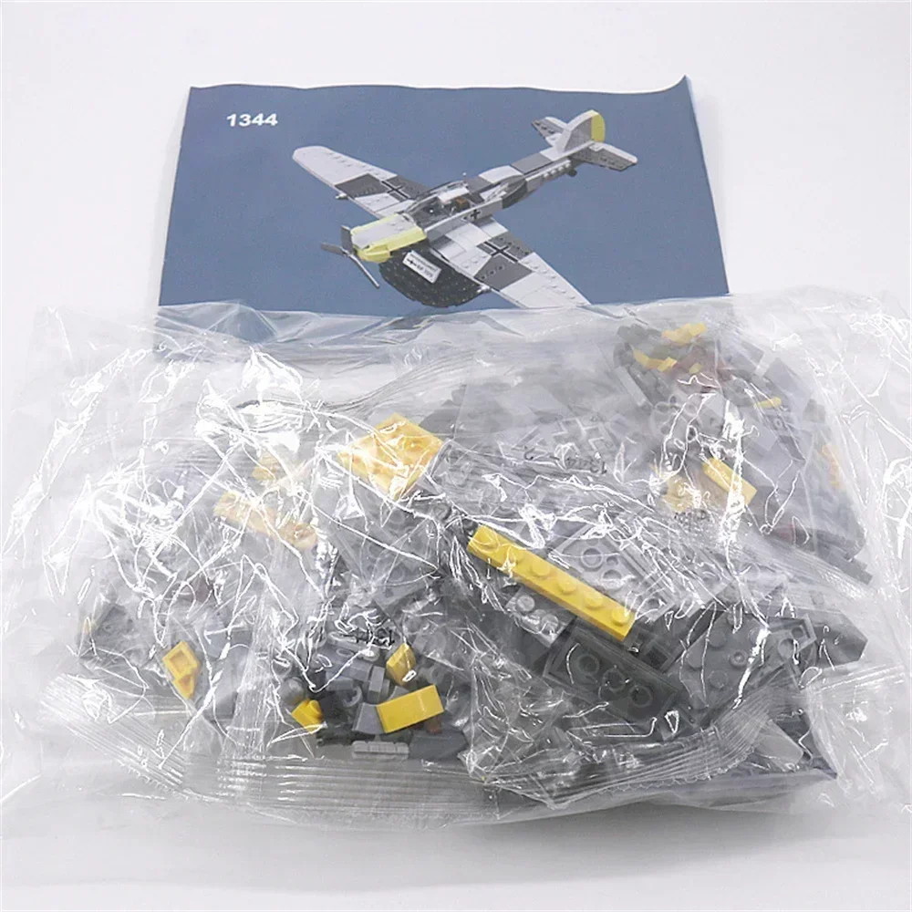 Ww2 Army Military Soldiers SAWT German Bf-109 Fighter Four Axis Drone Jet DIY Model ​Building Blocks Bricks Toys for Boy