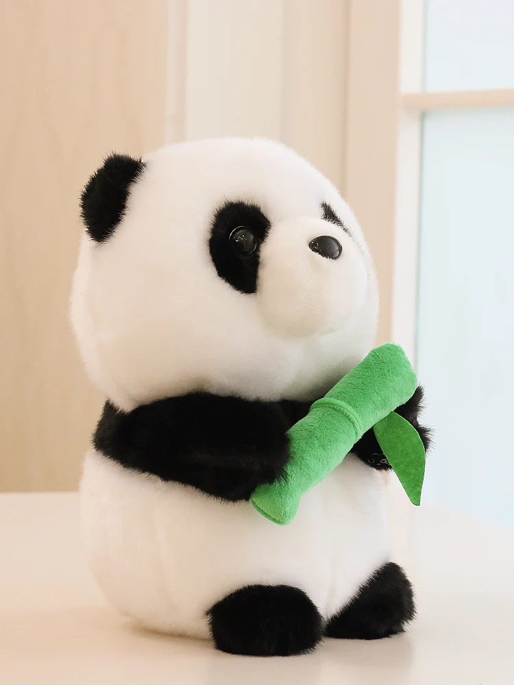 fat soft plush panda toy stuffed cartoon panda with bamboo doll kids' birthday gift about 24cm b2998
