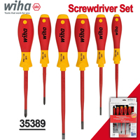 Wiha 35389 -6Pieces -Insulated Screwdriver Set for Slotted an Phillips with Ergonomic Handle Slim Fix Screwdriver Set Hand Tool
