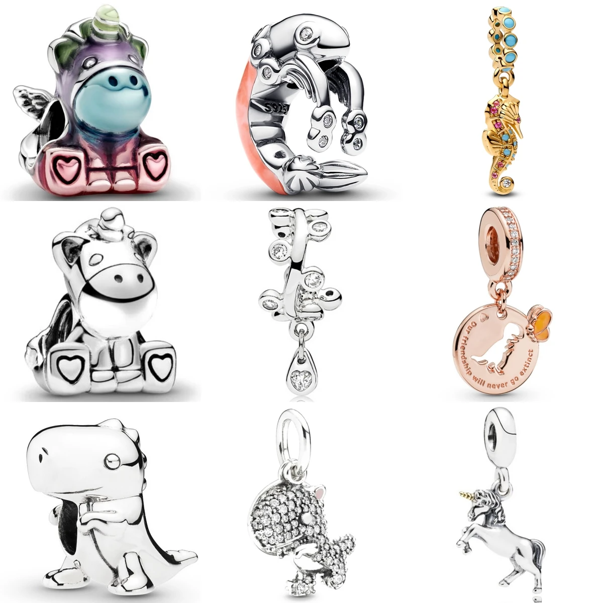 

Новая мода стерлингового серебра 925 пробы Хамелеон динозавр морской конек подвески бусины подходят оригинальный браслет DIY ювелирные изделия для женщин подарок