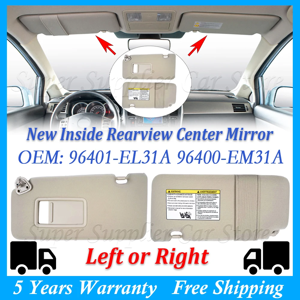 

1/2PCS Left Driver Right Passenger Car Sun Visor For Nissan Versa 2007-2012 For Nissan Tiida 2004-2012 96401-EL31A 96400-EM31A