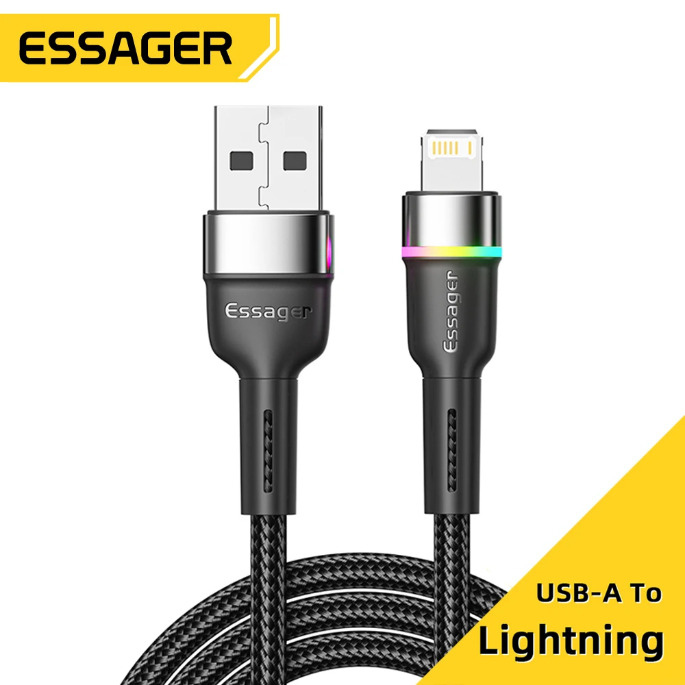 Essager USB Kabel Für iPhone 11 12 13 Pro Max XR XS 8 7 6 Plus MacBook iPad Schnelle Ladung lade Beleuchtung Datenkabel Kabel Draht