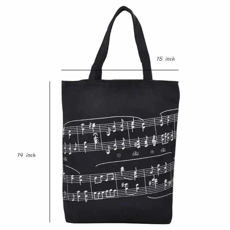 LW013 tas belanja yang dapat digunakan kembali, tas musik (Tote bag notasi musik)