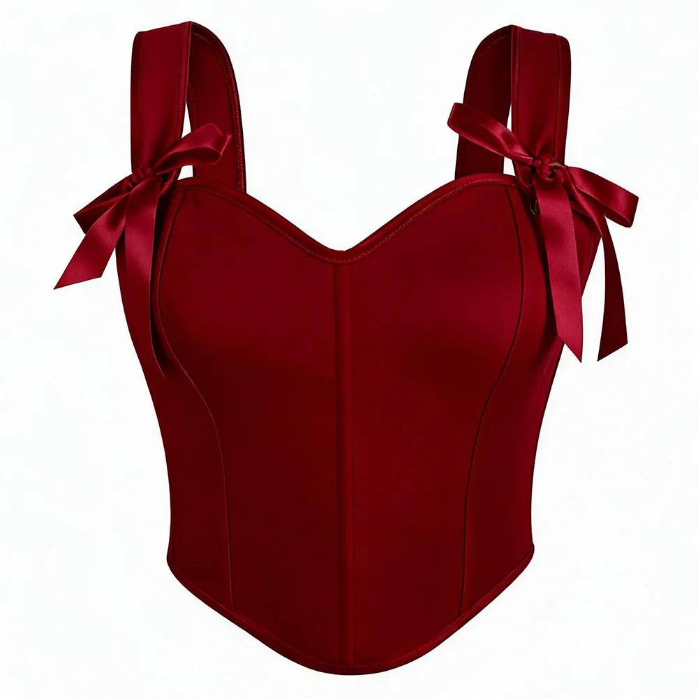 Bows Hot Sexy Corsetto With Push Up Straps Corset For Woman Lingerie Red Bustier Top Burlesque Costume Victorian Gothic Clothes - view 3