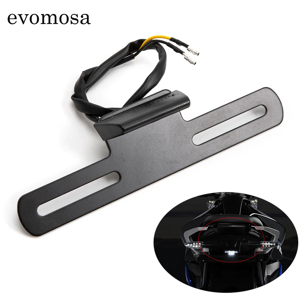 

Black Universal Motorcycle LED License Number Plate Lights W/License Plate Holder Support Rear Tail Light Bracket Mount Holder